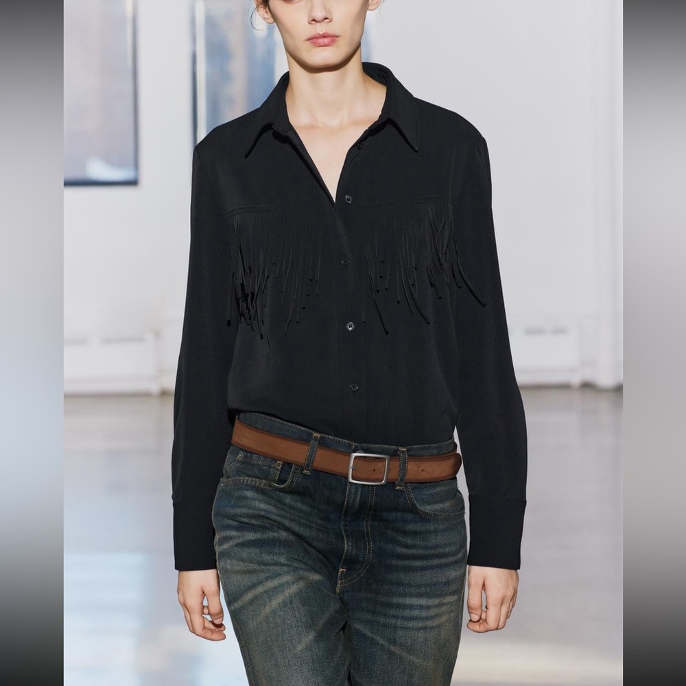 ZARA Black Collared Shirt - Picture 3 of 8